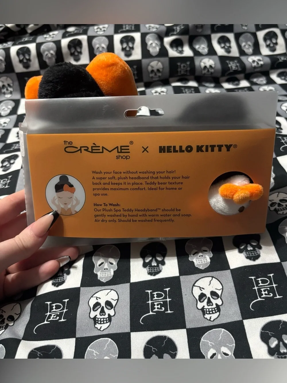 Crème Shop x Hello Kitty Halloween Black Cat Plush Spa Headband
